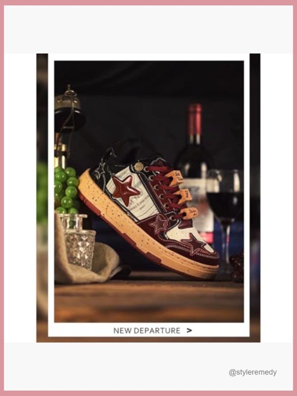 Burgundy Star Chunky Sneakers Women Fashion Platform Walking Shoes - Picture 6 of 7